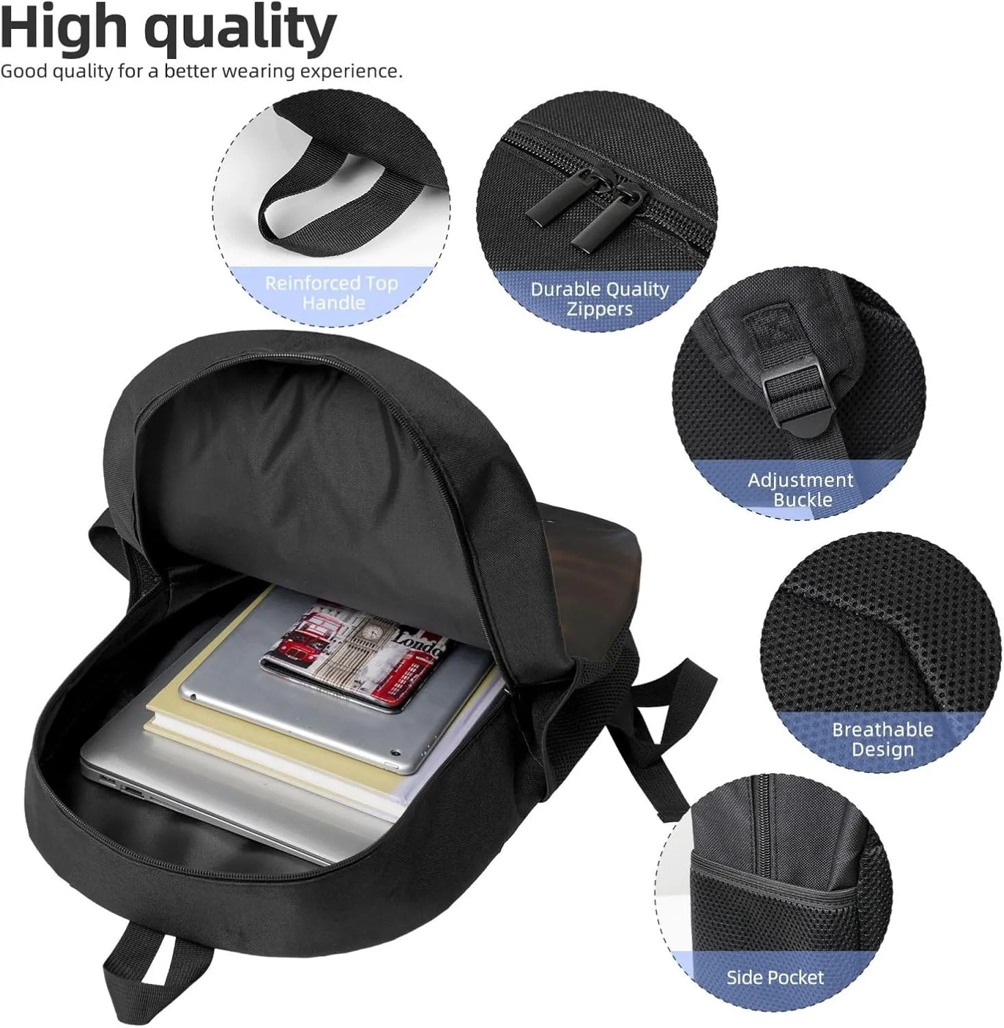 Backpack Cute Cat Sing Christmas Carols Travel Casual Laptop Backpack 17 inch Waterproof Hiking Daypack for Men Women