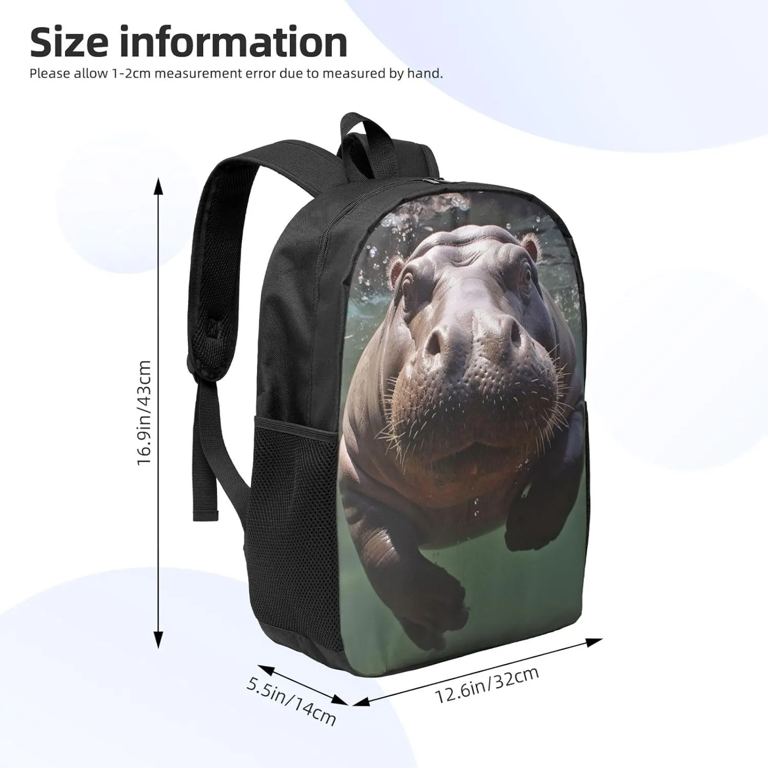 Backpack Diving Hippo Travel Casual Laptop Backpack 17 inch Waterproof Hiking Daypack for Men Women