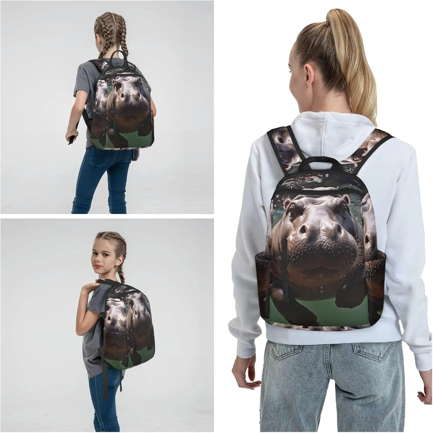 Backpack Diving Hippo Travel Casual Laptop Backpack Adjustable Hiking Daypack for Men Women