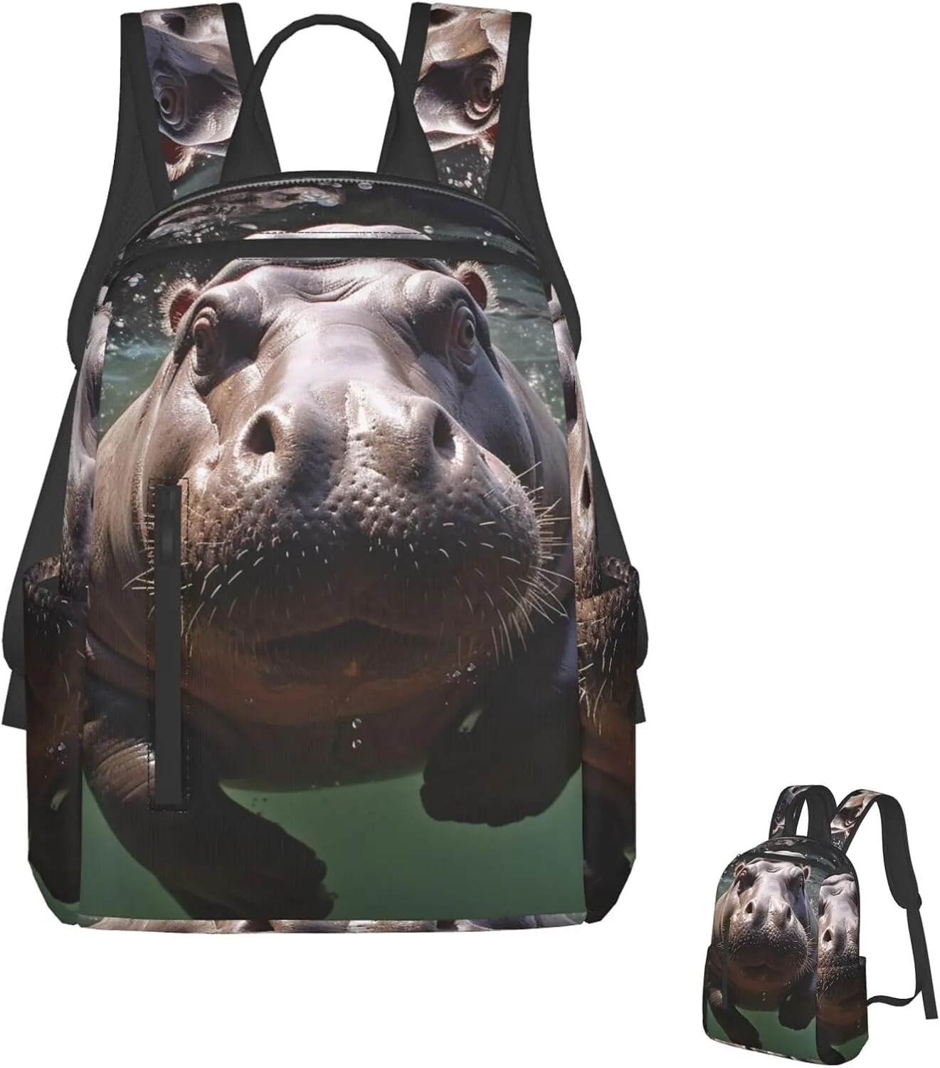 Backpack Diving Hippo Travel Casual Laptop Backpack Adjustable Hiking Daypack for Men Women
