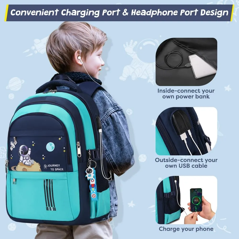 Backpack for Boys - Boy Schoolbag Kids Children Teens Girls Elementary Middle School Bags, Waterproof Lightweight Bookbag Backpacks Casual Daypack with Lunch Bag Set