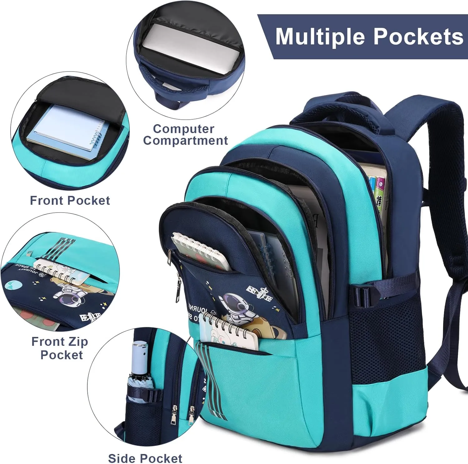 Backpack for Boys - Boy Schoolbag Kids Children Teens Girls Elementary Middle School Bags, Waterproof Lightweight Bookbag Backpacks Casual Daypack with Lunch Bag Set