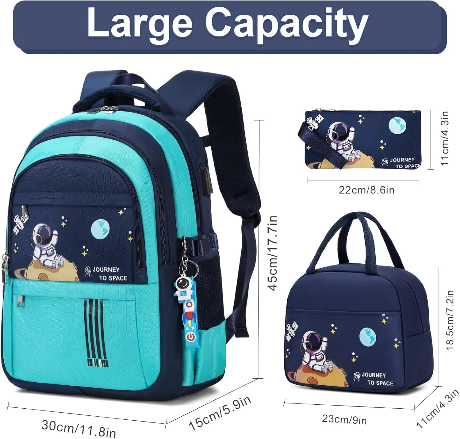 Backpack for Boys - Boy Schoolbag Kids Children Teens Girls Elementary Middle School Bags, Waterproof Lightweight Bookbag Backpacks Casual Daypack with Lunch Bag Set