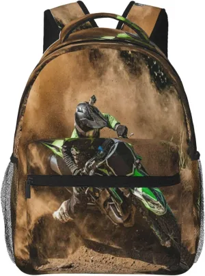 Backpack for Boys Girls Kids, Motocross Dirt Bike Backpack Travel School Bag Bookbag Schoolbag Daypack for Men Teens Children