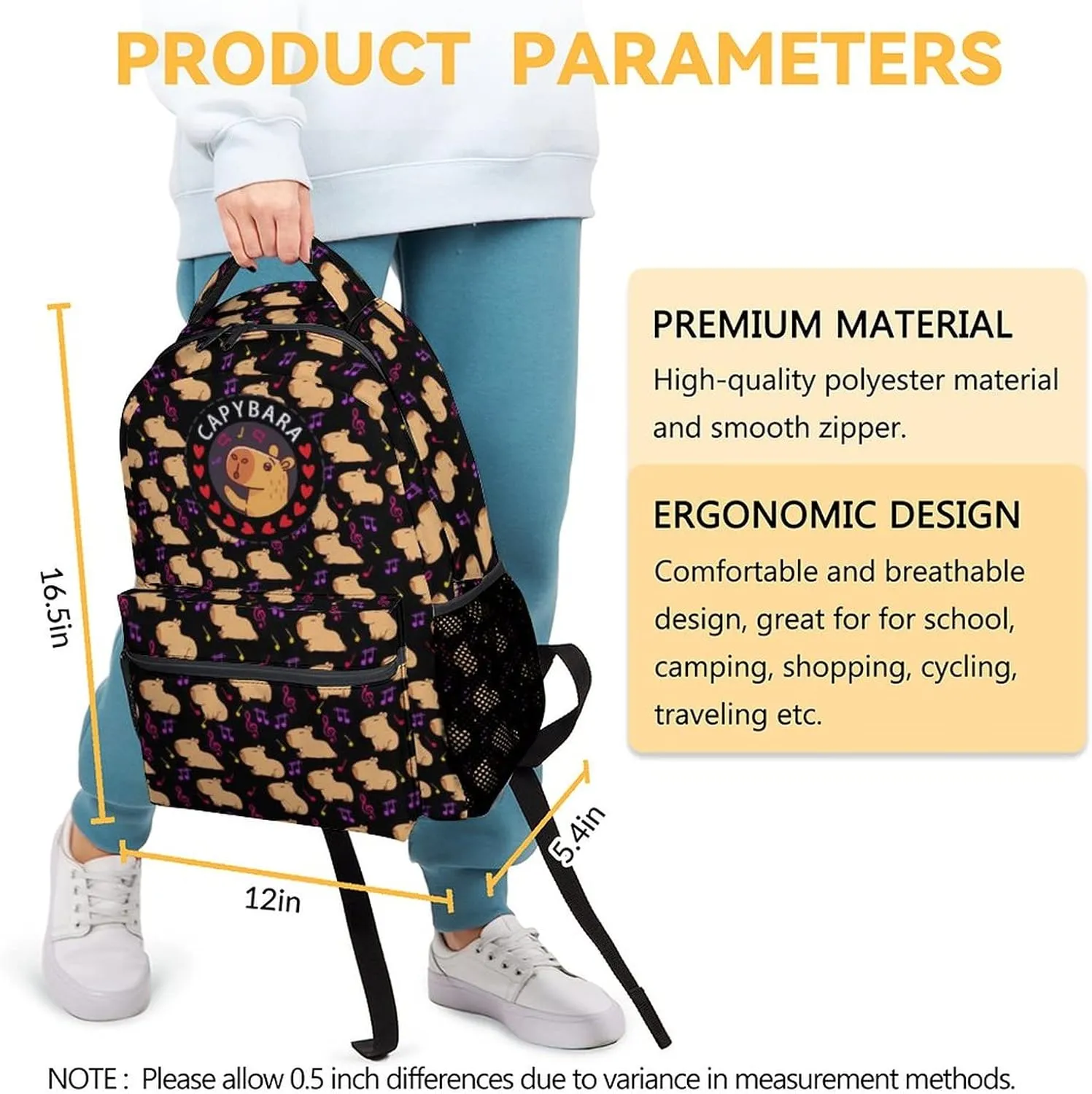 Backpack for Girls, 17 Inch Cute Backpacks for Kindergarten, Black Lightweight Bookbag for Middle School
