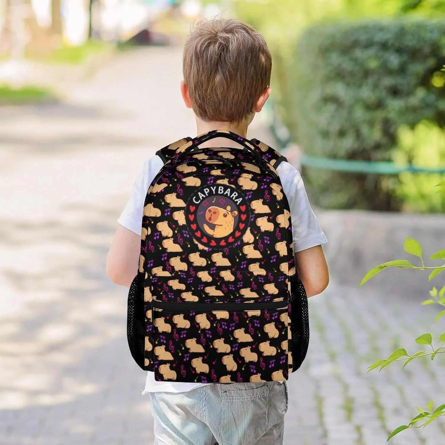 Backpack for Girls, 17 Inch Cute Backpacks for Kindergarten, Black Lightweight Bookbag for Middle School