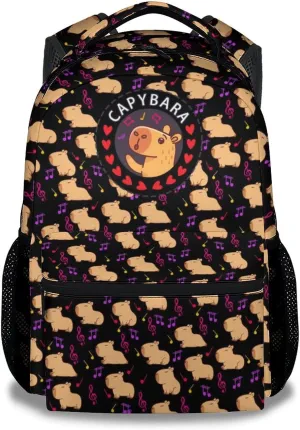 Backpack for Girls, 17 Inch Cute Backpacks for Kindergarten, Black Lightweight Bookbag for Middle School