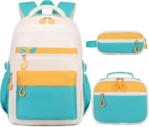 Backpack for Girls, 3Pcs Girls Backpacks with Lunch Bag Pencil Case, Kids School Backpack for Teen Girl Students Kindergarten Elementary Middle High School Bookbag Set