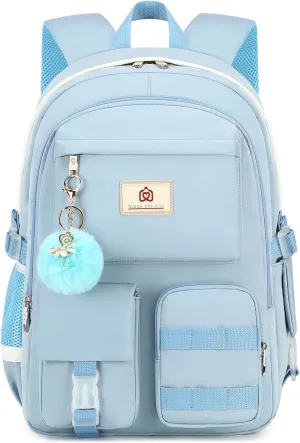 Backpack for girls Laptop Backpacks 15.6 Inch College Cute Bookbag Anti Theft Primary Elementary School Bag Casual Daypack for Teens Girl Women Students (Blue)