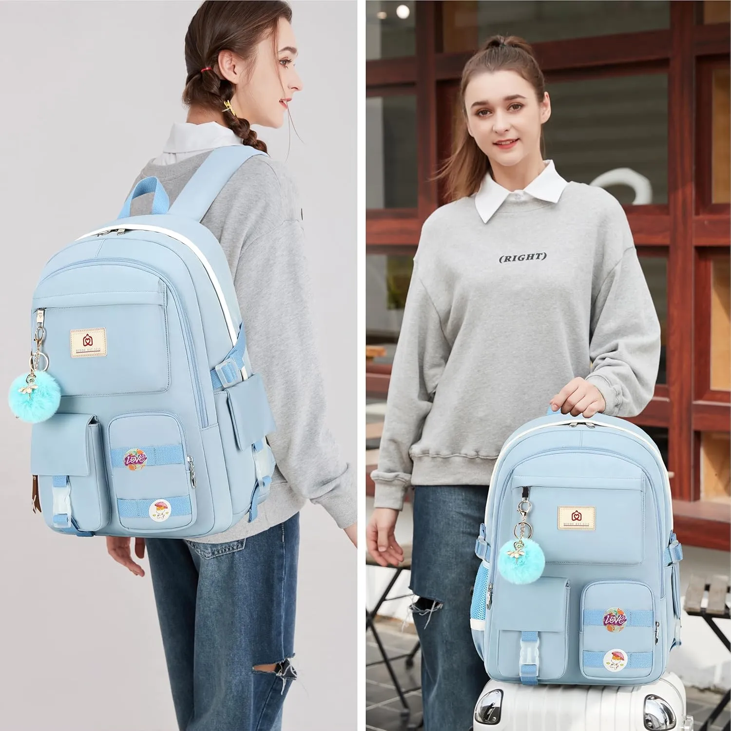 Backpack for girls Laptop Backpacks 15.6 Inch College Cute Bookbag Anti Theft Primary Elementary School Bag Casual Daypack for Teens Girl Women Students (Blue)
