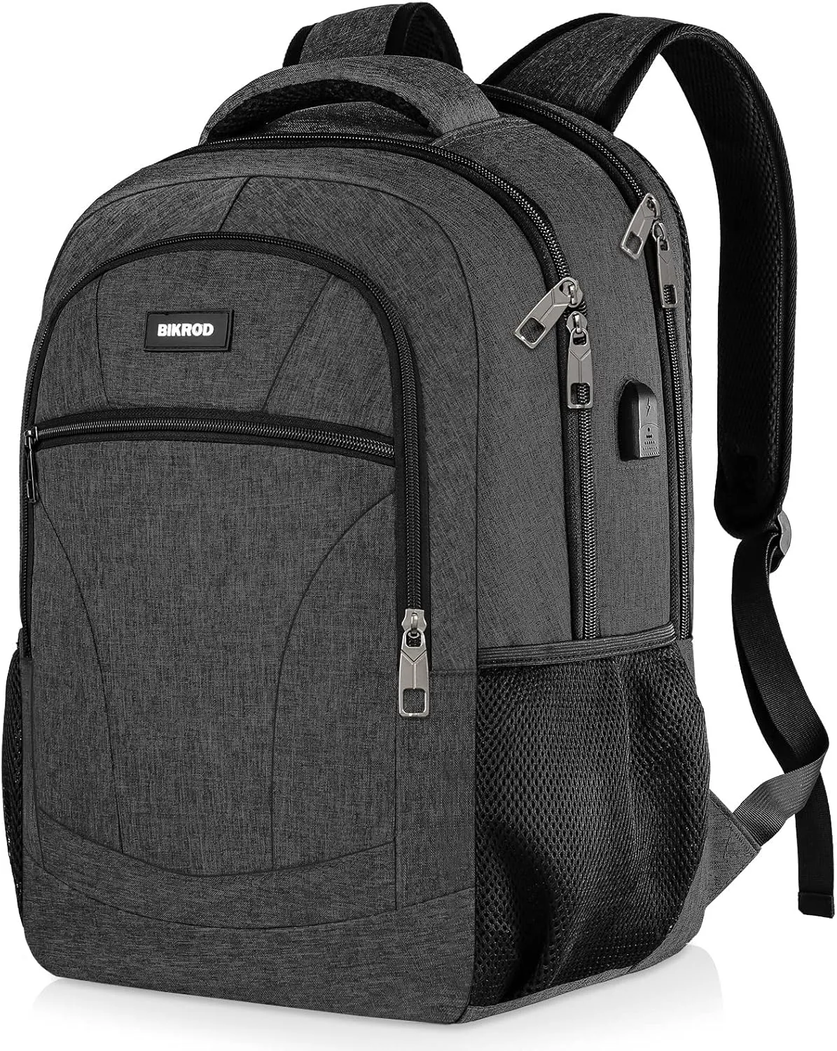 Backpack for Men and Women, Backpacks for School Teen Boys, Colleges Water Resistant Back Pack with USB Charging Port, Sturdy Computer Bag Gifts Fits 15.6 Inch Laptop, Black
