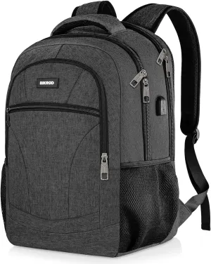 Backpack for Men and Women, Backpacks for School Teen Boys, Colleges Water Resistant Back Pack with USB Charging Port, Sturdy Computer Bag Gifts Fits 15.6 Inch Laptop, Black