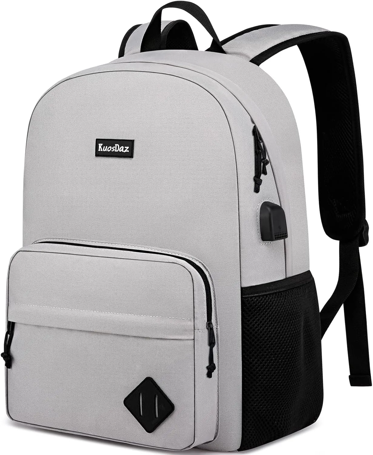Backpack for School Teens Boys Girls, Lightweight Casual Backpacks for Men and Women, Classic Basic Water Resistant Casual Daypack, 15.6 Inch Laptop Backpack Bookbag for College High School, Grey