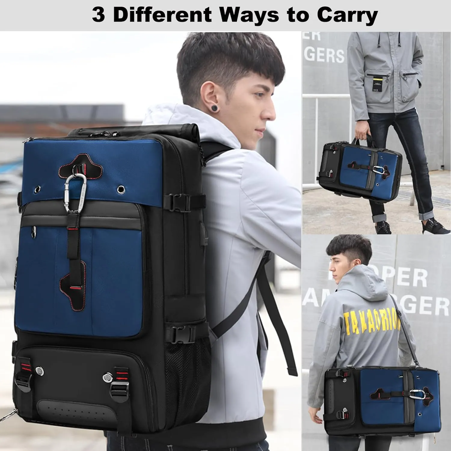 Backpack for Traveling On Airplane,Expandable Carry On Laptop Backpack for Men and Women,Outdoor Travel Bag,Blue