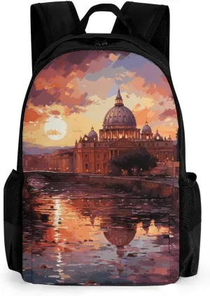 Backpack for Women Men Rome Sunset Laptop Backpack Casual Bookbag for Travel Business Simple Daypack