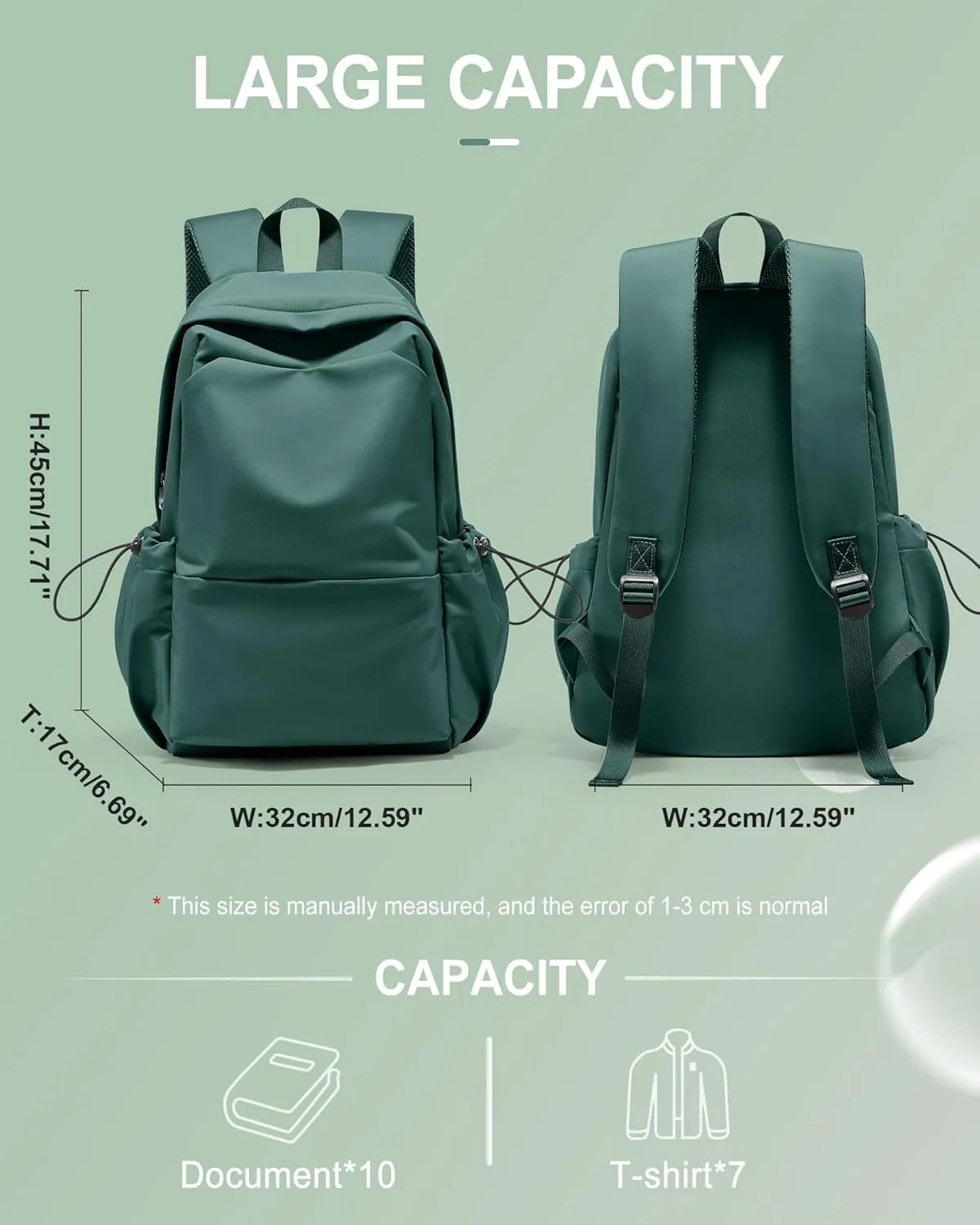 Backpack For Women Men School Aesthetic Lightweight College Backpack for Boys Girls Book Bag Casual Daypack Laptop Gym Backpacks Army Green