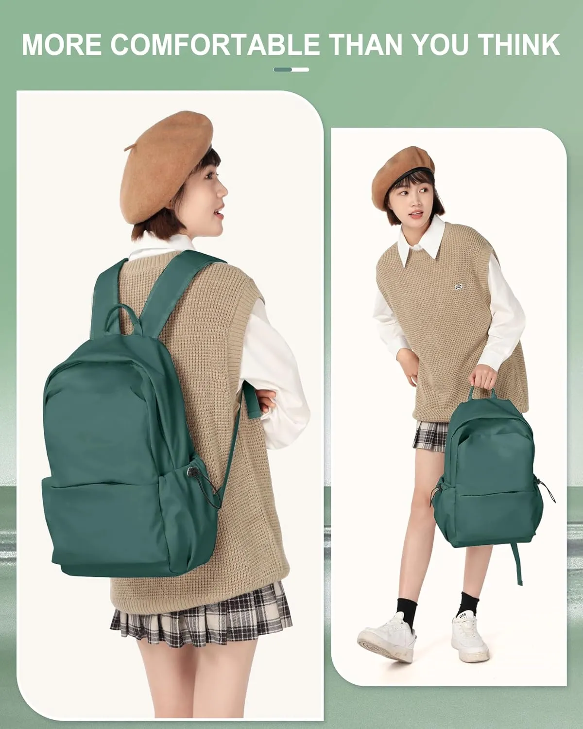 Backpack For Women Men School Aesthetic Lightweight College Backpack for Boys Girls Book Bag Casual Daypack Laptop Gym Backpacks Army Green