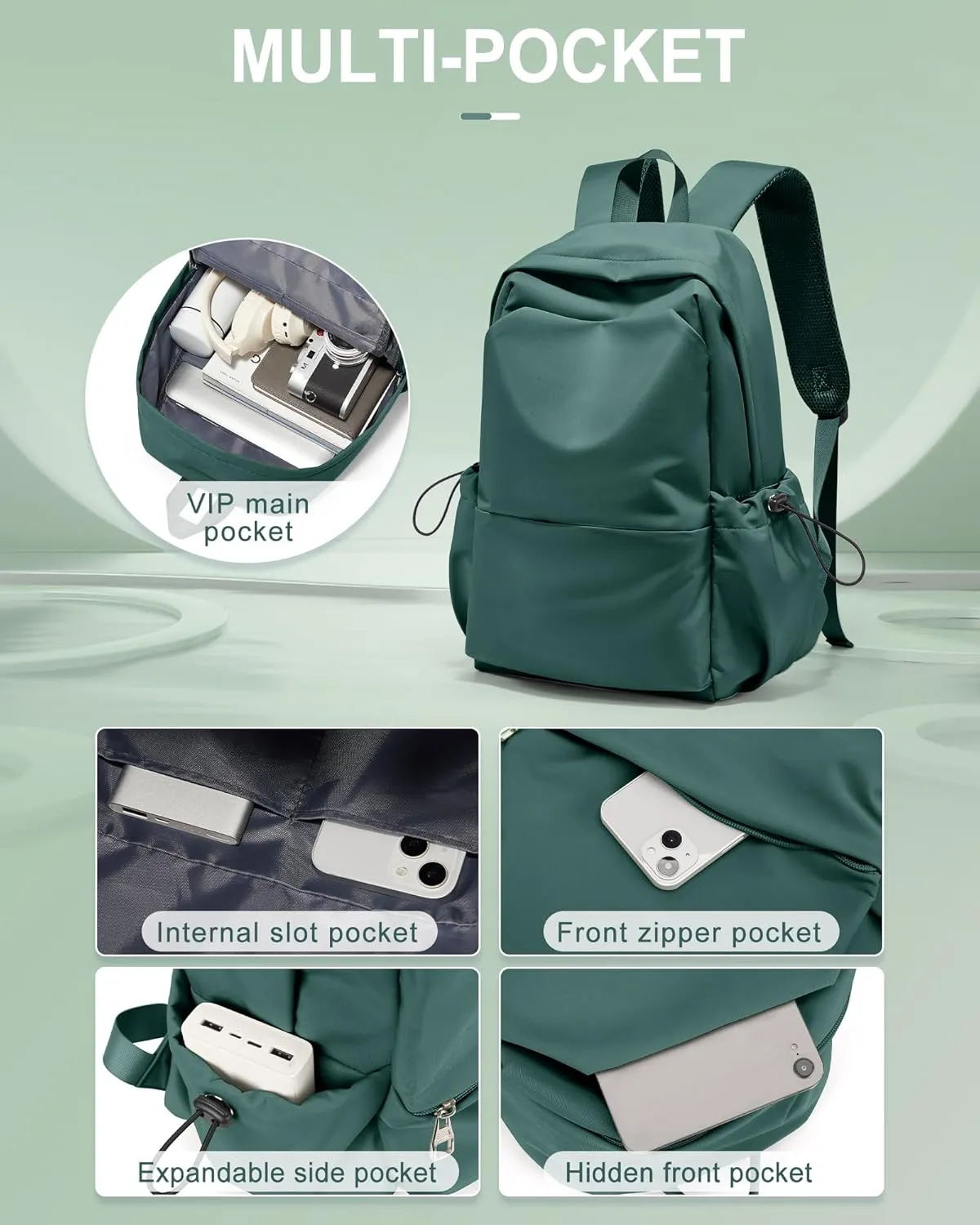Backpack For Women Men School Aesthetic Lightweight College Backpack for Boys Girls Book Bag Casual Daypack Laptop Gym Backpacks Army Green