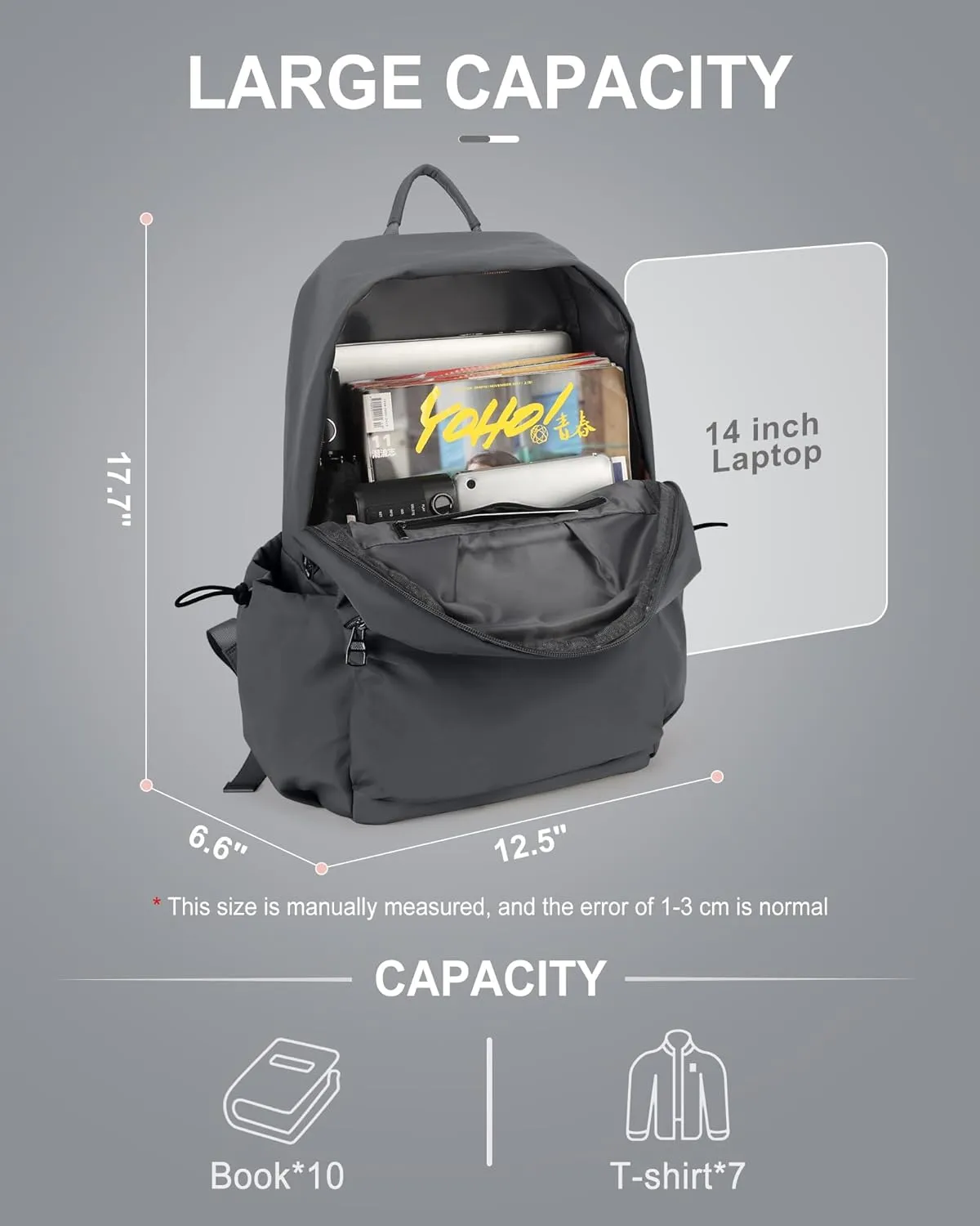 Backpack For Women Men School Aesthetic Lightweight College Backpack for Boys Girls Book Bag Casual Daypack Laptop Gym Backpacks Grey