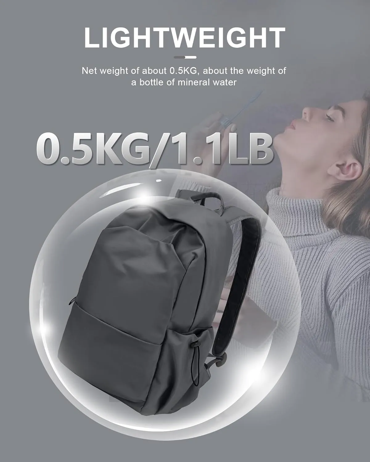 Backpack For Women Men School Aesthetic Lightweight College Backpack for Boys Girls Book Bag Casual Daypack Laptop Gym Backpacks Grey