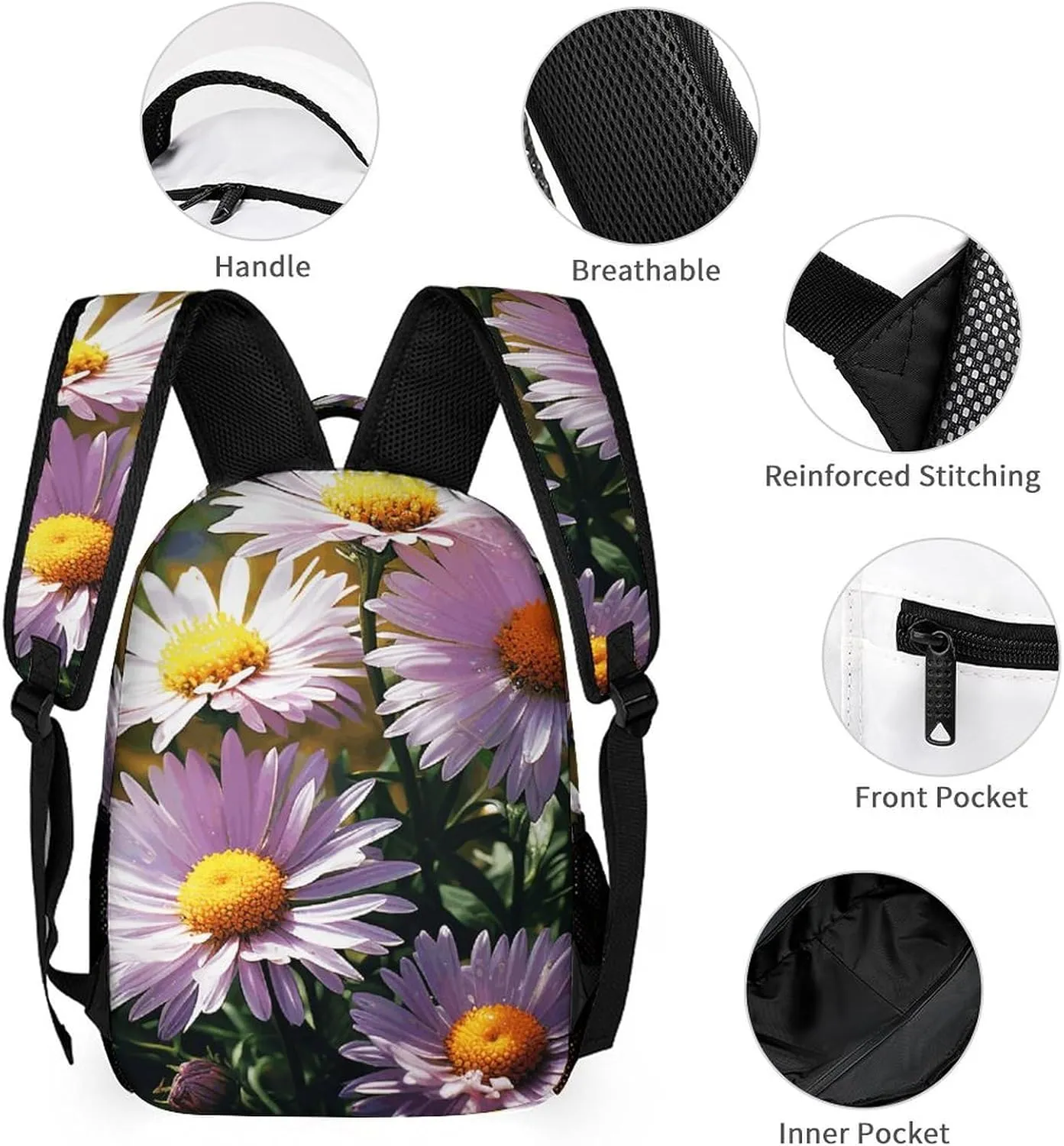 Backpack for Women Men Travel Daisy Plants Daypack Lightweight Laptop Bag Carry On Backpacks for Work
