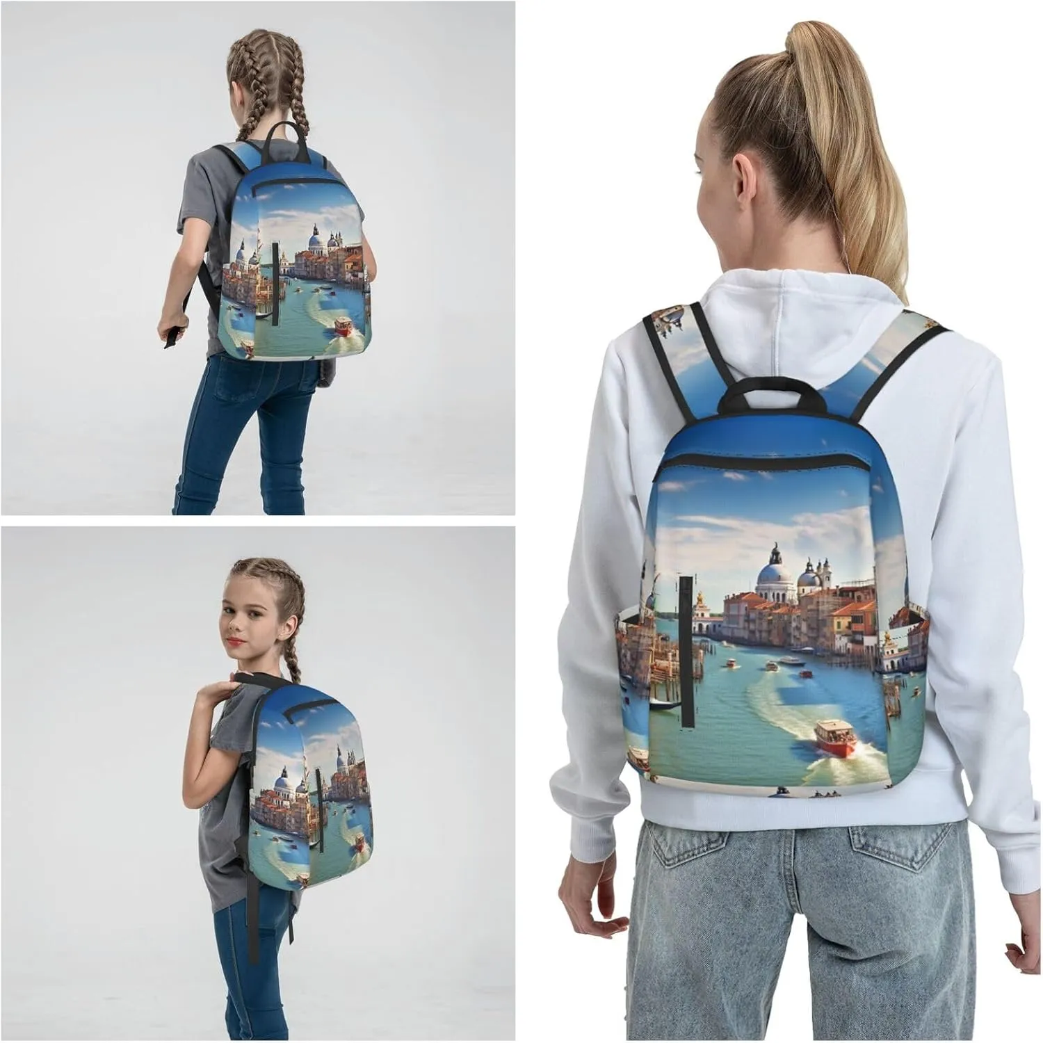 Backpack Grand canal in Italy Travel Casual Laptop Backpack Adjustable Hiking Daypack for Men Women