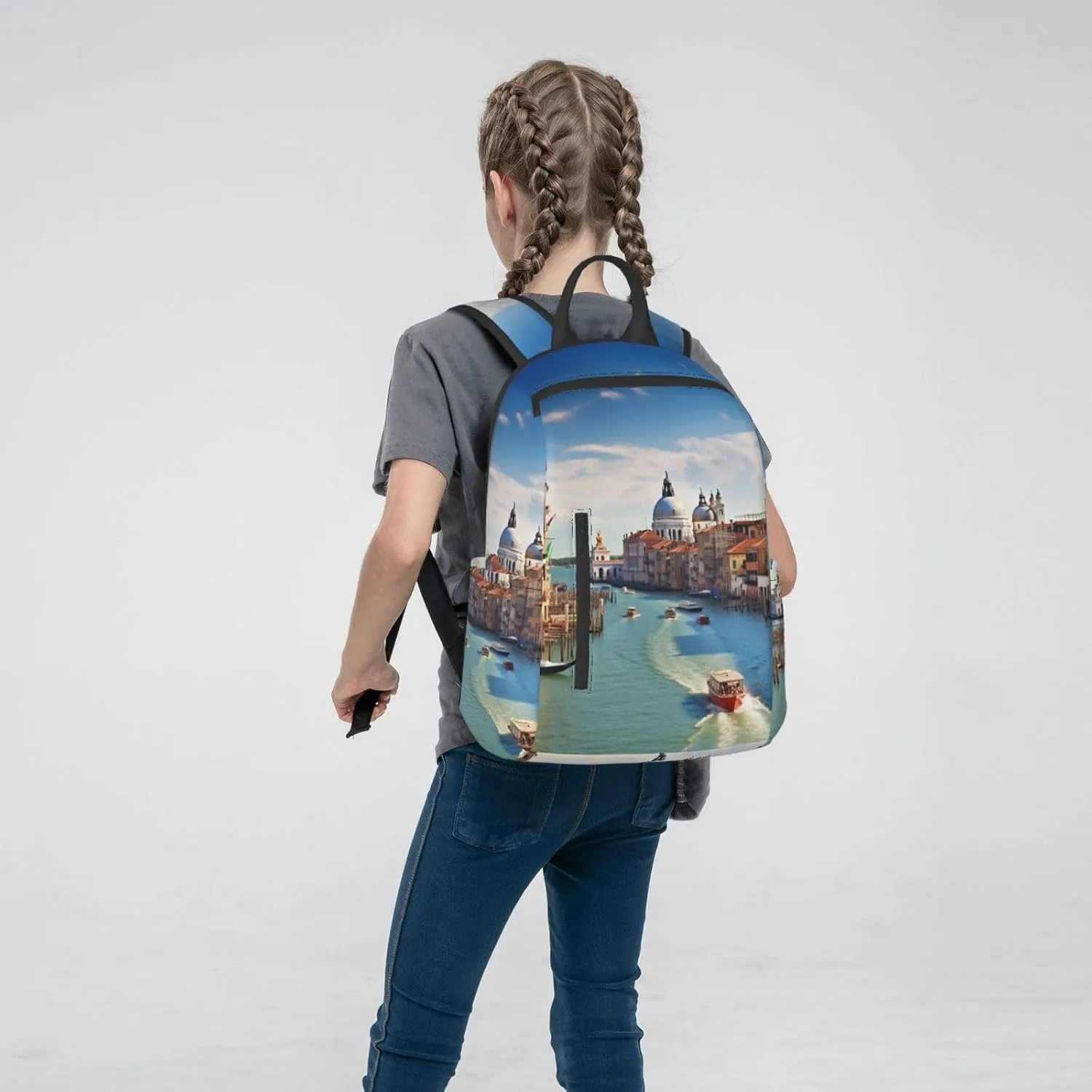 Backpack Grand canal in Italy Travel Casual Laptop Backpack Adjustable Hiking Daypack for Men Women