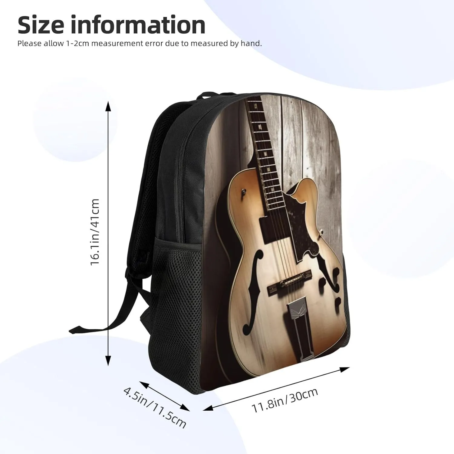 Backpack Guitar Pictures Travel Casual Laptop Backpack Waterproof Hiking Daypack For Men Women