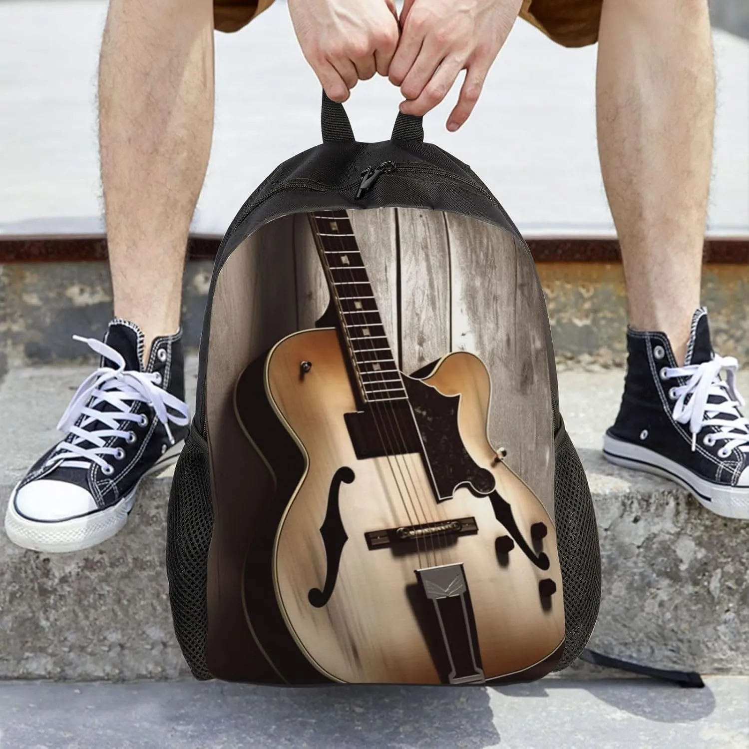 Backpack Guitar Pictures Travel Casual Laptop Backpack Waterproof Hiking Daypack For Men Women