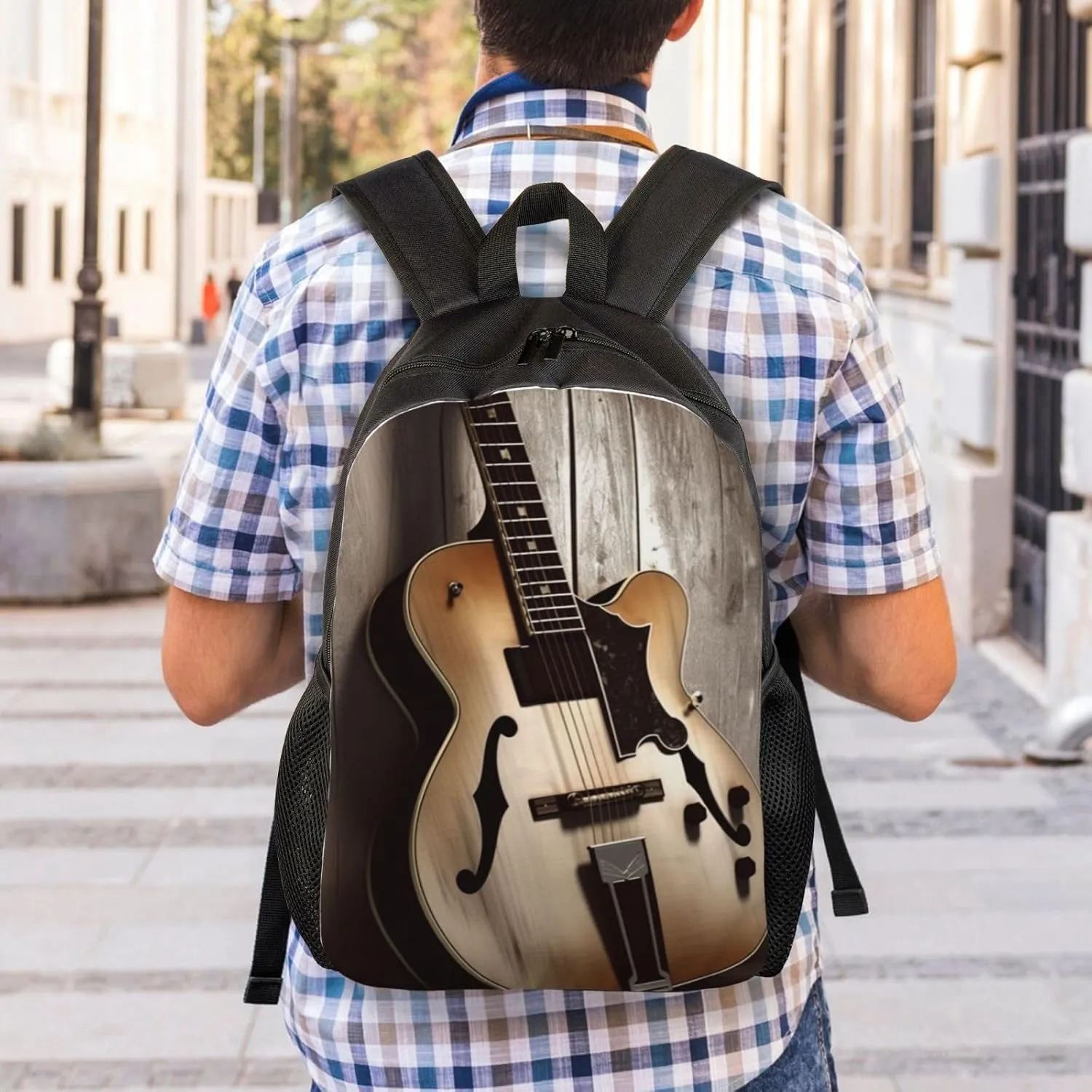 Backpack Guitar Pictures Travel Casual Laptop Backpack Waterproof Hiking Daypack For Men Women