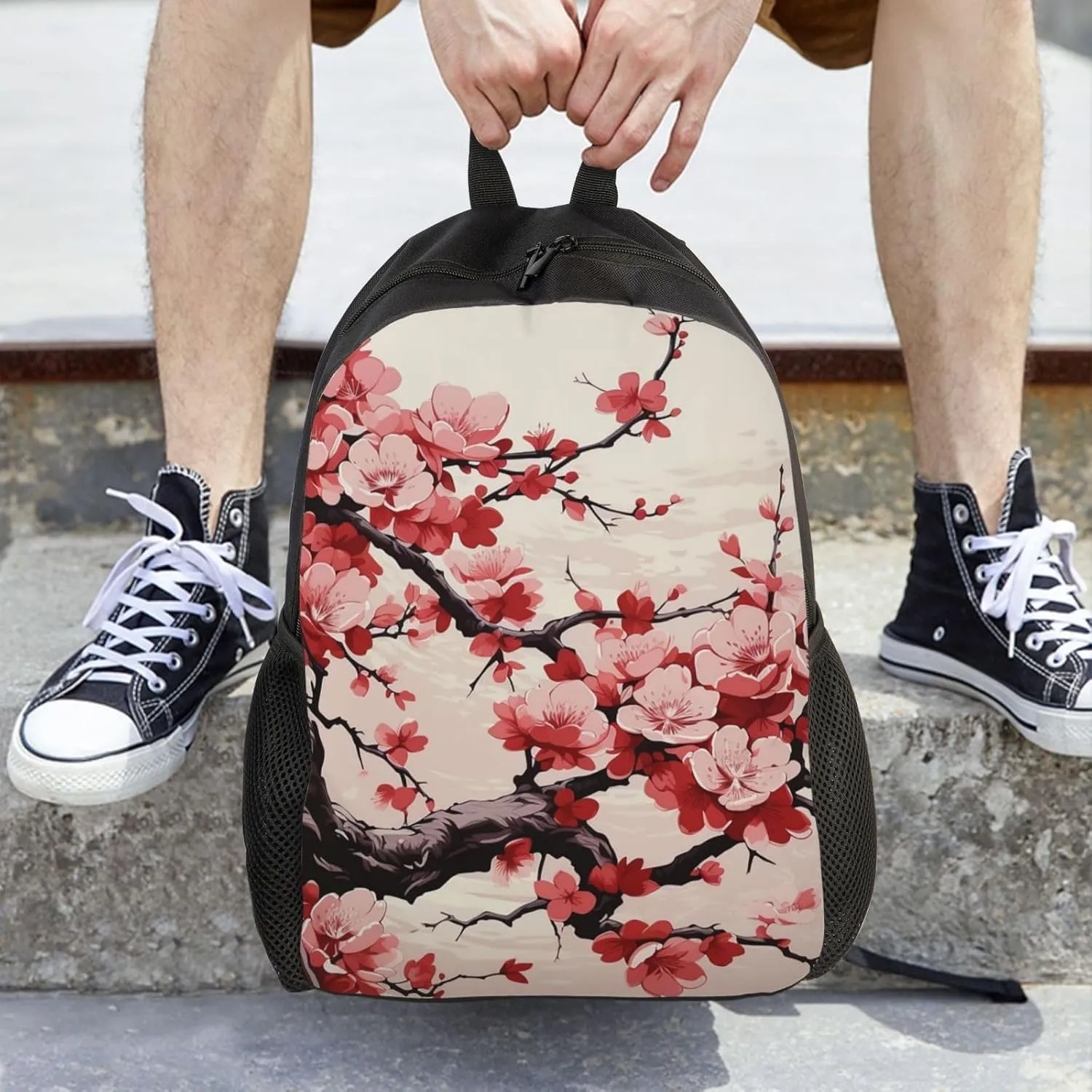 Backpack Japanese Floral Cherry Blossom Travel Casual Laptop Backpack Waterproof Hiking Daypack for Men Women