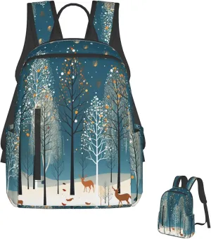 Backpack Merry Christmas Birch Tree Travel Casual Laptop Backpack Adjustable Hiking Daypack for Men Women, Black, One Size