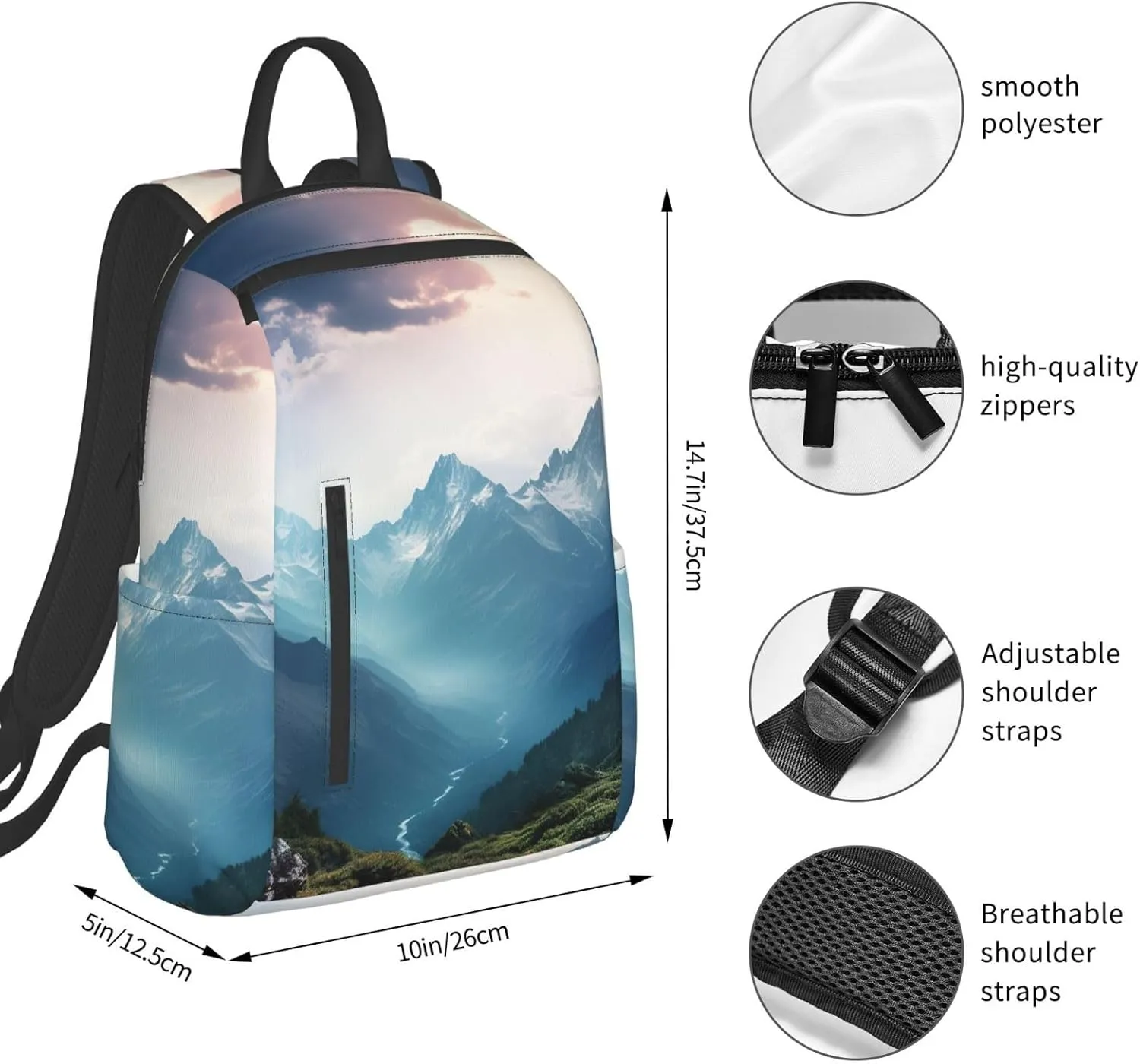 Backpack Misty Mountain Travel Casual Laptop Backpack Adjustable Hiking Daypack for Men Women
