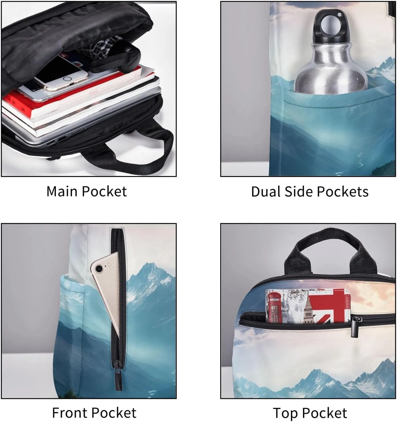 Backpack Misty Mountain Travel Casual Laptop Backpack Adjustable Hiking Daypack for Men Women