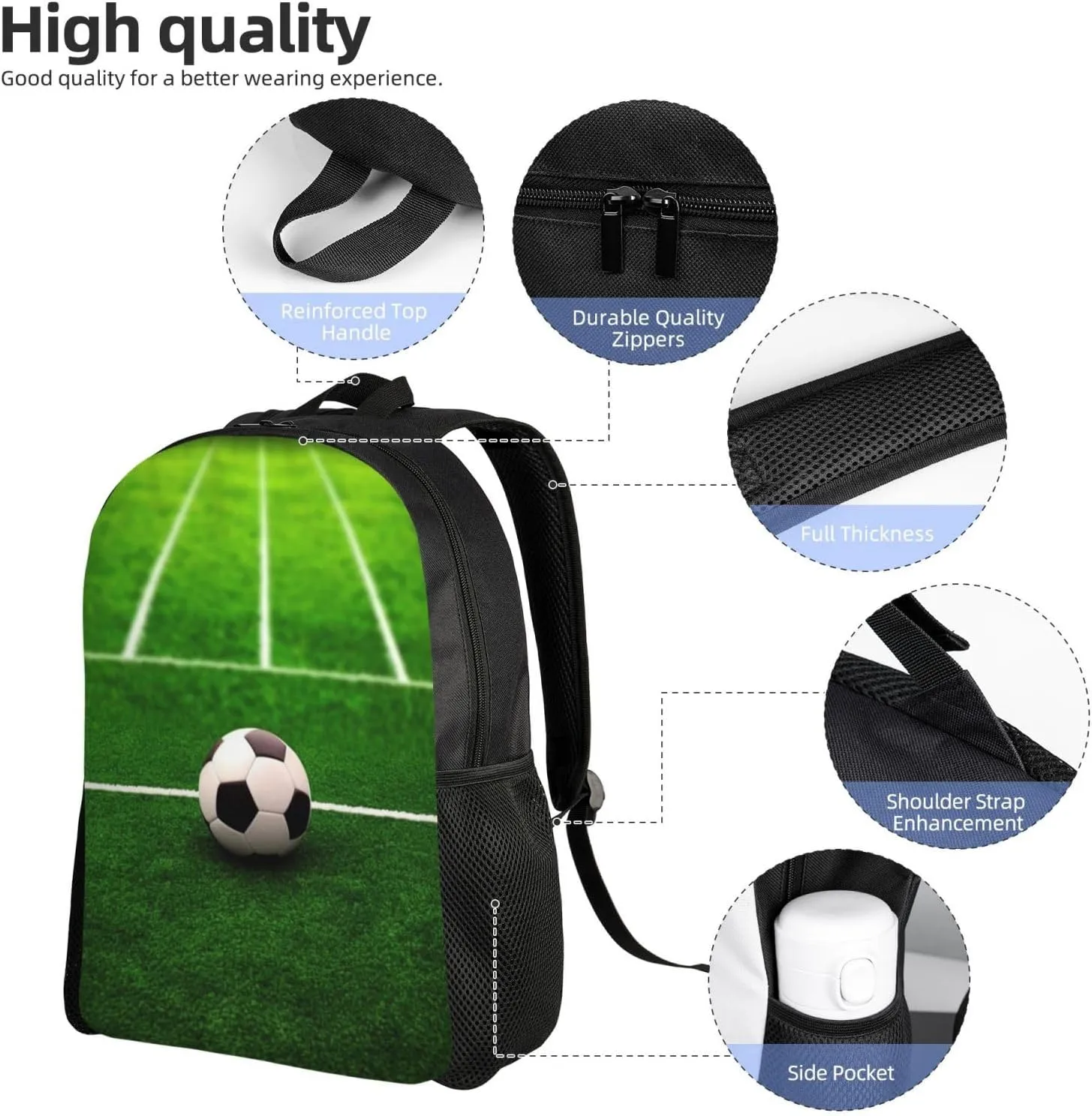 Backpack Soccer Playground The Ball Travel Casual Laptop Backpack Waterproof Hiking Daypack For Men Women
