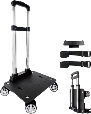 Backpack Trolley Wheeled Cart-Backpack Hand Truck with Luggage Strap,Aluminium Alloy Folding Trolley Cart for Bags Backpack Travel Luggage Cart