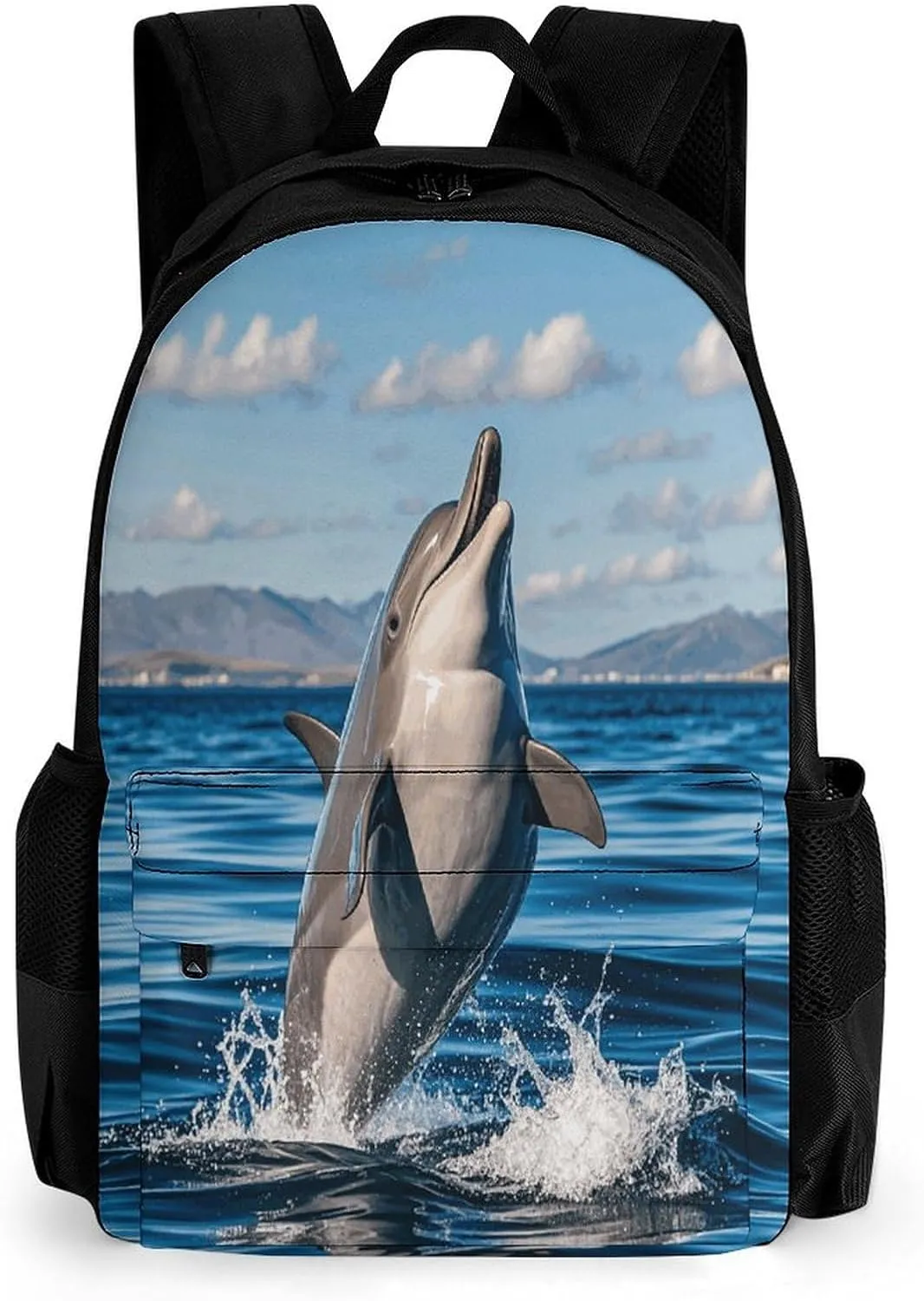 Backpack with Pocket Backpacks Cute Dolphin Jumping Printed Travel Backpack Lightweight Outdoor Travel Gym Events Bag