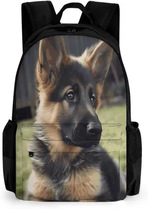 Backpack with Pocket Backpacks German Shepherd Puppy Printed Travel Backpack Lightweight Outdoor Travel Gym Events Bag