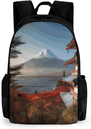Backpack with Pocket Backpacks Japan Mount Fuji Landscape Printed Travel Backpack Lightweight Outdoor Travel Gym Events Bag