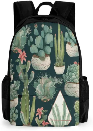 Backpack with Pocket Backpacks Succulent Plants And Green Printed Travel Backpack Lightweight Outdoor Travel Gym Events Bag