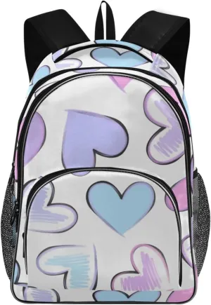 Backpacks 22L Three Layer Arc Book Bag Lightweight for Travel Camping Hiking Rucksack Daypack Kids & Adults Valentine Heart