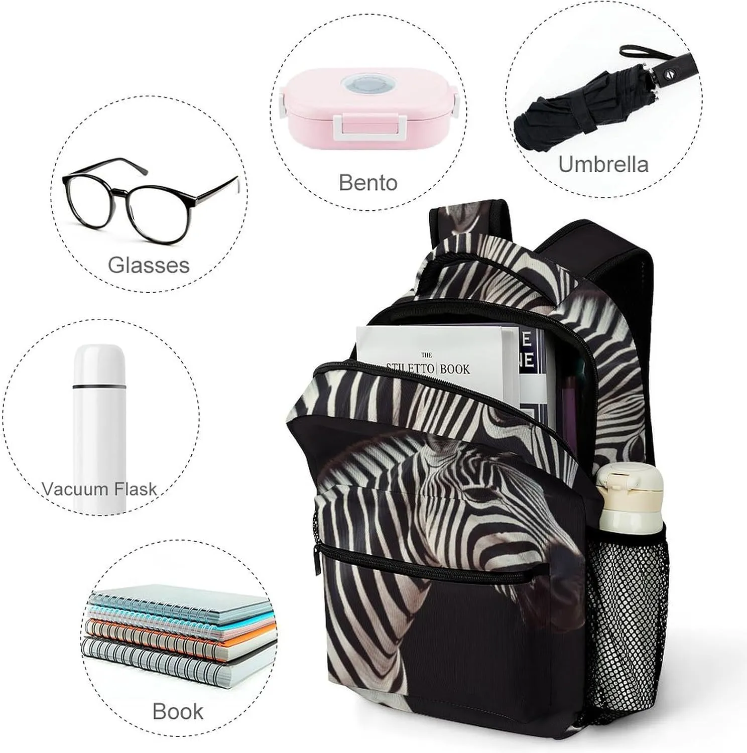 Backpacks Animal Zebra Travel Bag Laptop Backpack Casual Daypack for Weekender Business Hiking
