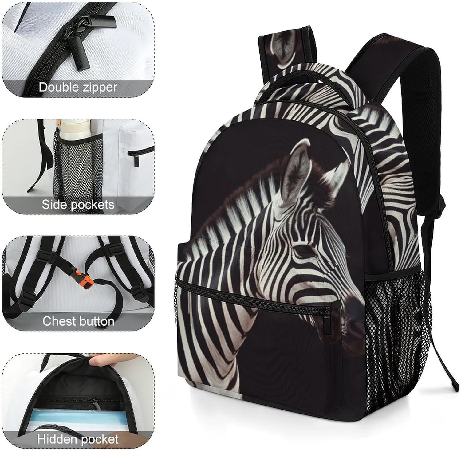 Backpacks Animal Zebra Travel Bag Laptop Backpack Casual Daypack for Weekender Business Hiking