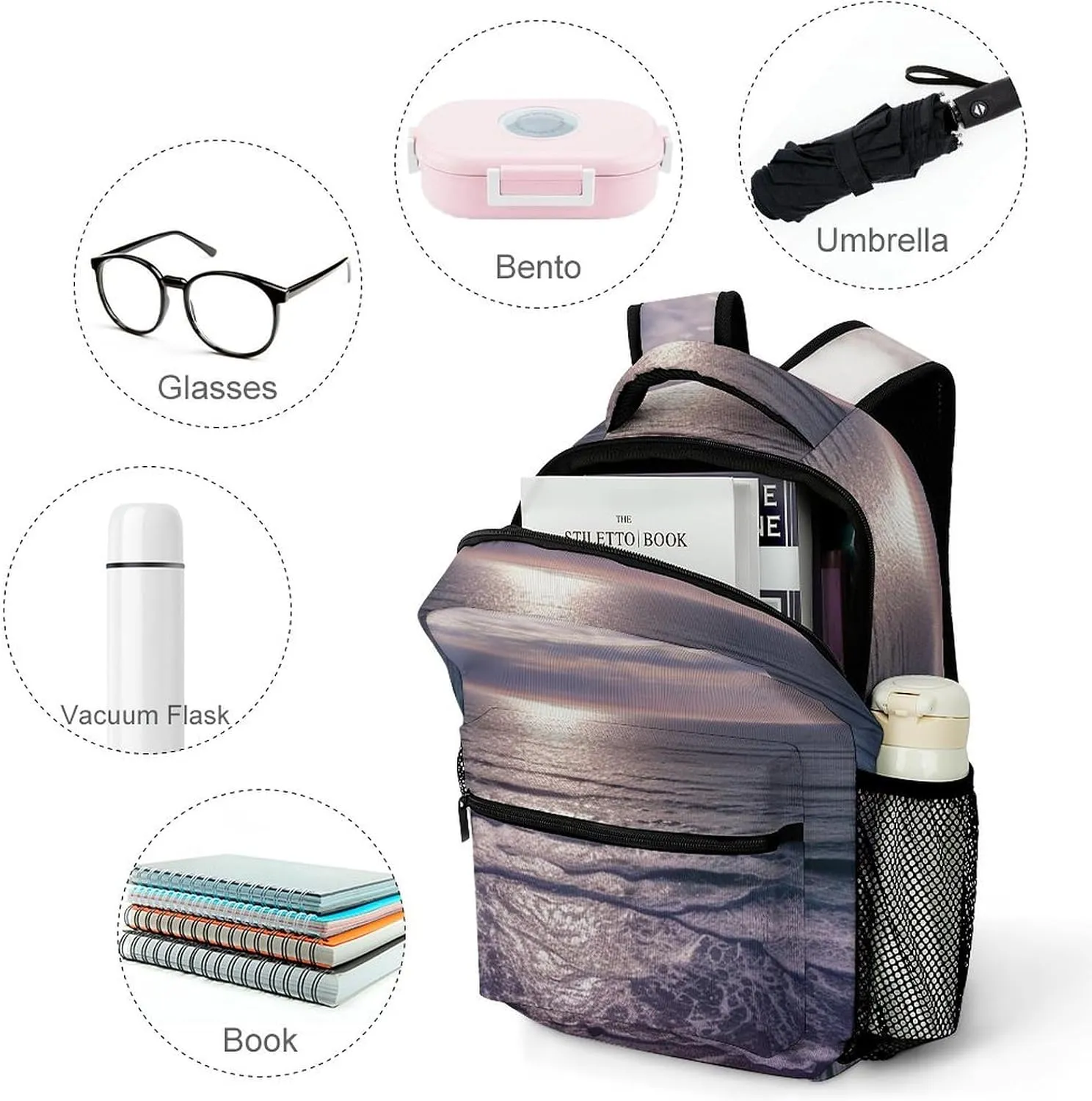 Backpacks Atlantic Ocean Travel Bag Laptop Backpack Casual Daypack for Weekender Business Hiking