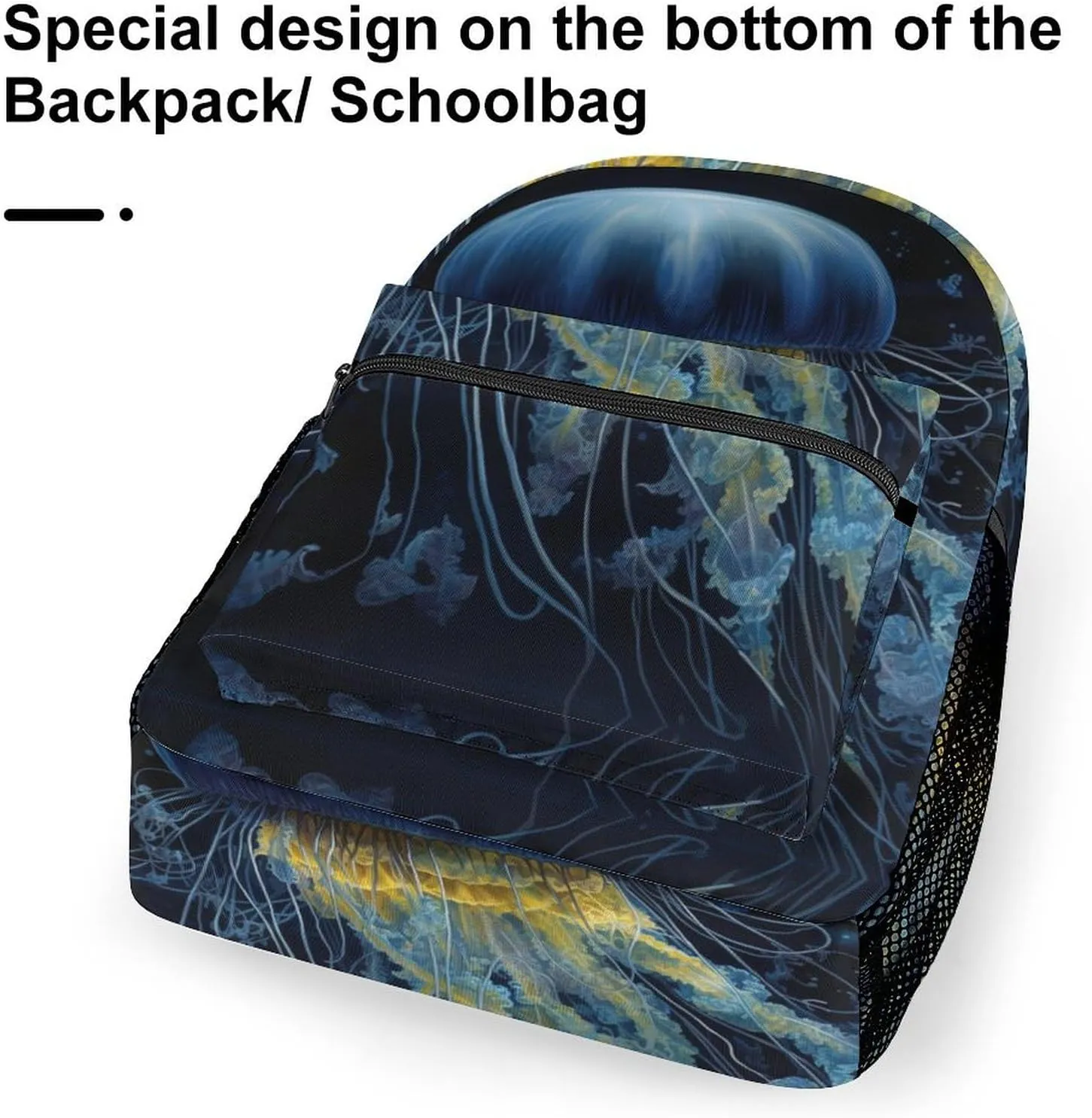 Backpacks Blue And Gold Jellyfish Travel Bag Laptop Backpack Casual Daypack for Weekender Business Hiking