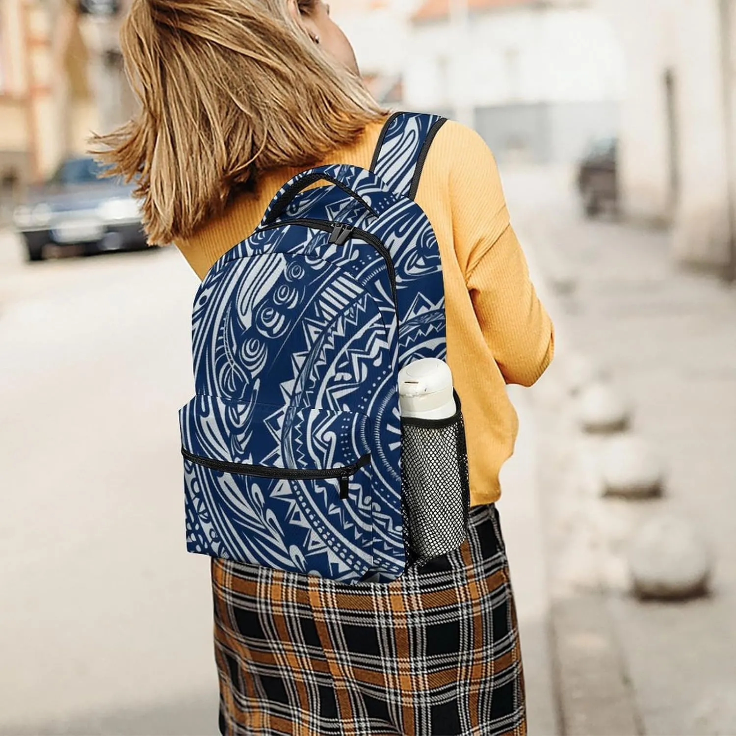 Backpacks Blue Polynesian Maori Tribal Pattern Travel Bag Laptop Backpack Casual Daypack for Weekender Business Hiking