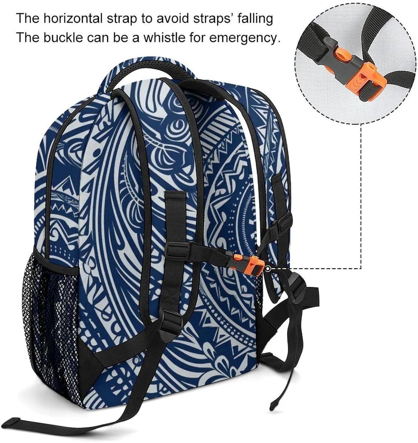 Backpacks Blue Polynesian Maori Tribal Pattern Travel Bag Laptop Backpack Casual Daypack for Weekender Business Hiking