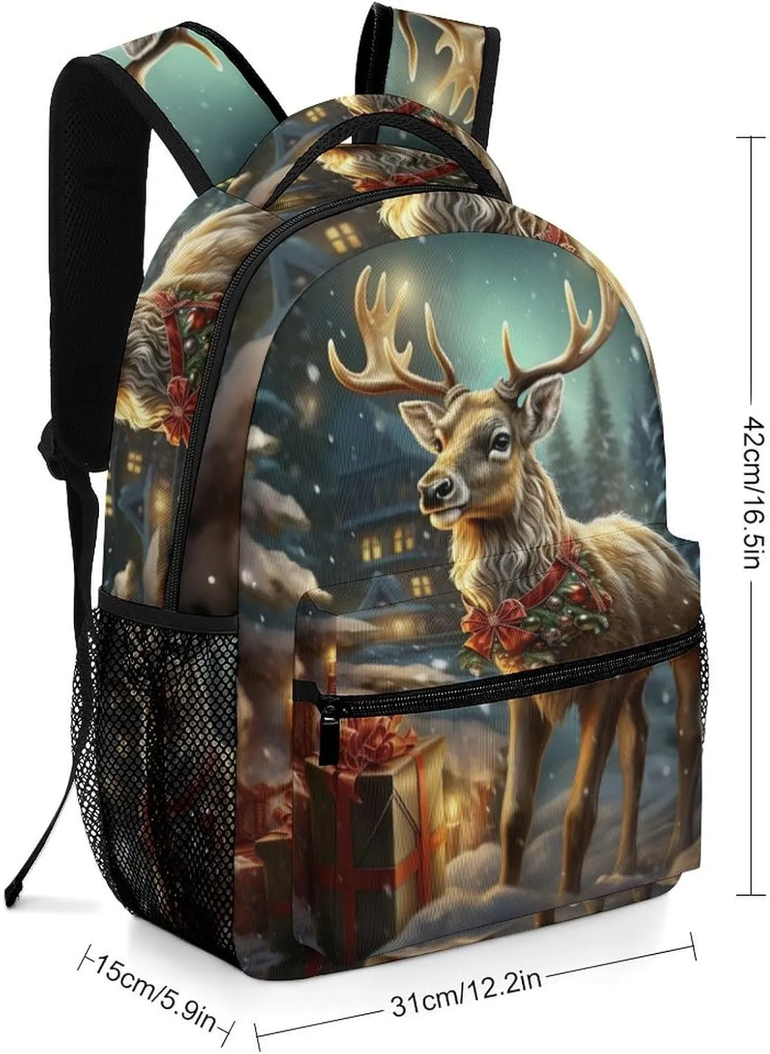Backpacks Christmas Gift Reindeer Travel Bag Laptop Backpack Casual Daypack for Weekender Business Hiking