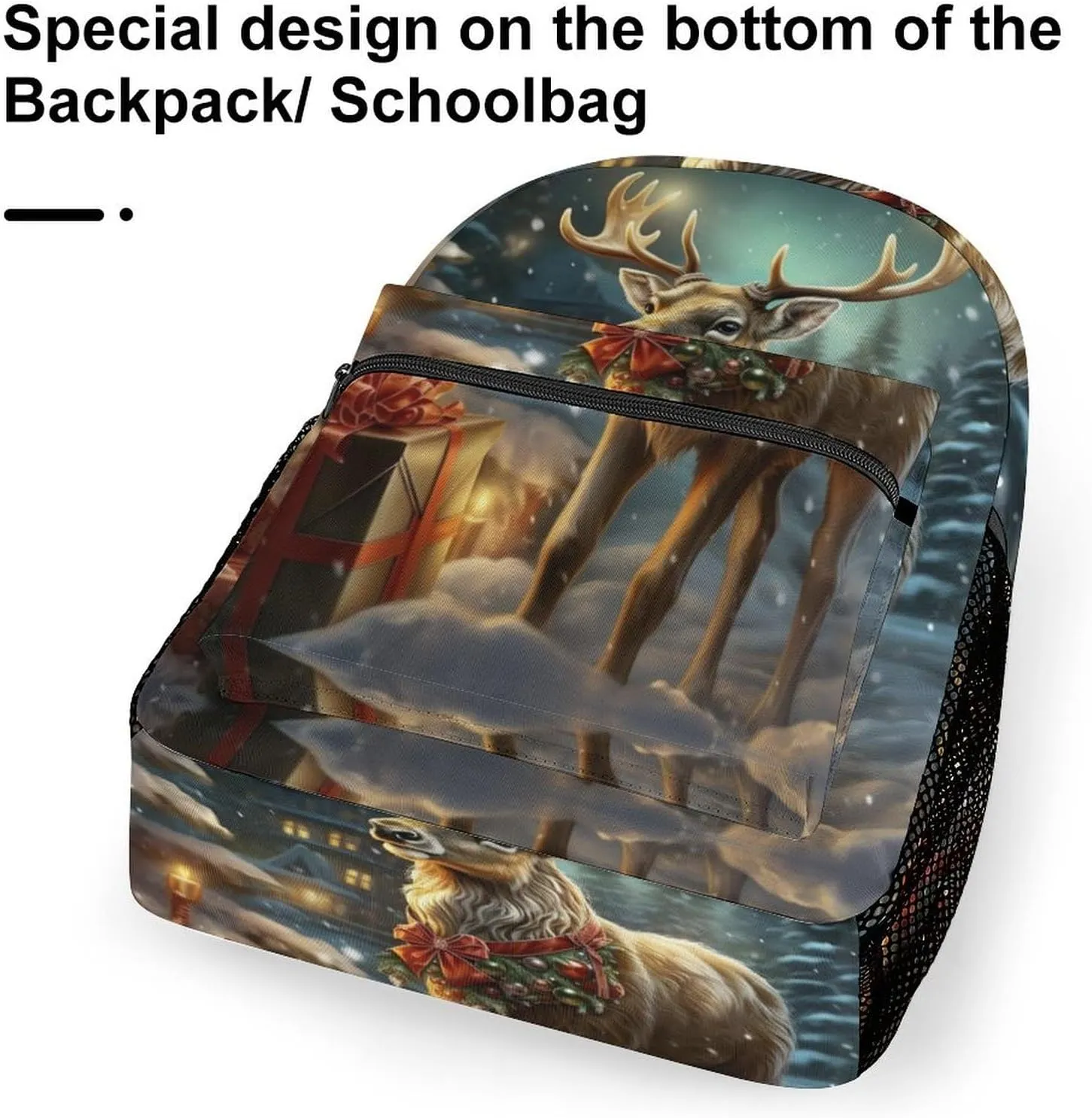 Backpacks Christmas Gift Reindeer Travel Bag Laptop Backpack Casual Daypack for Weekender Business Hiking