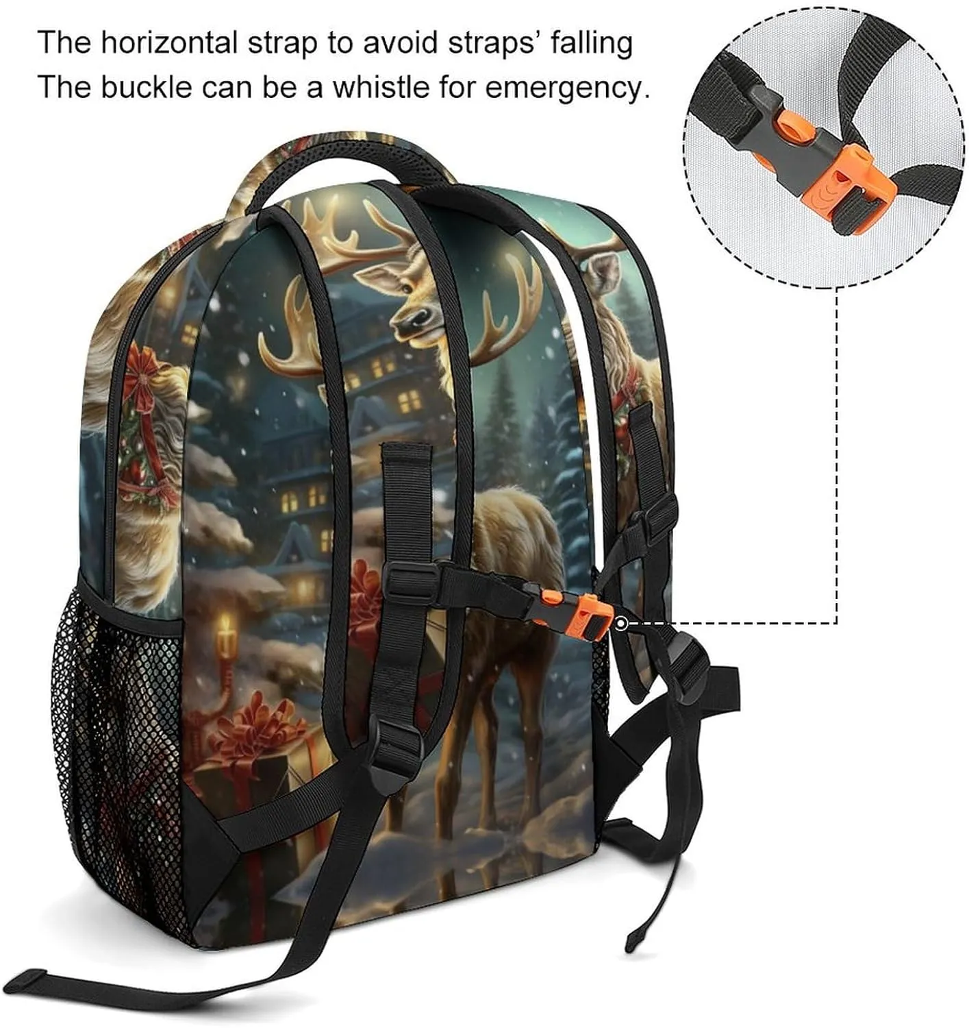 Backpacks Christmas Gift Reindeer Travel Bag Laptop Backpack Casual Daypack for Weekender Business Hiking